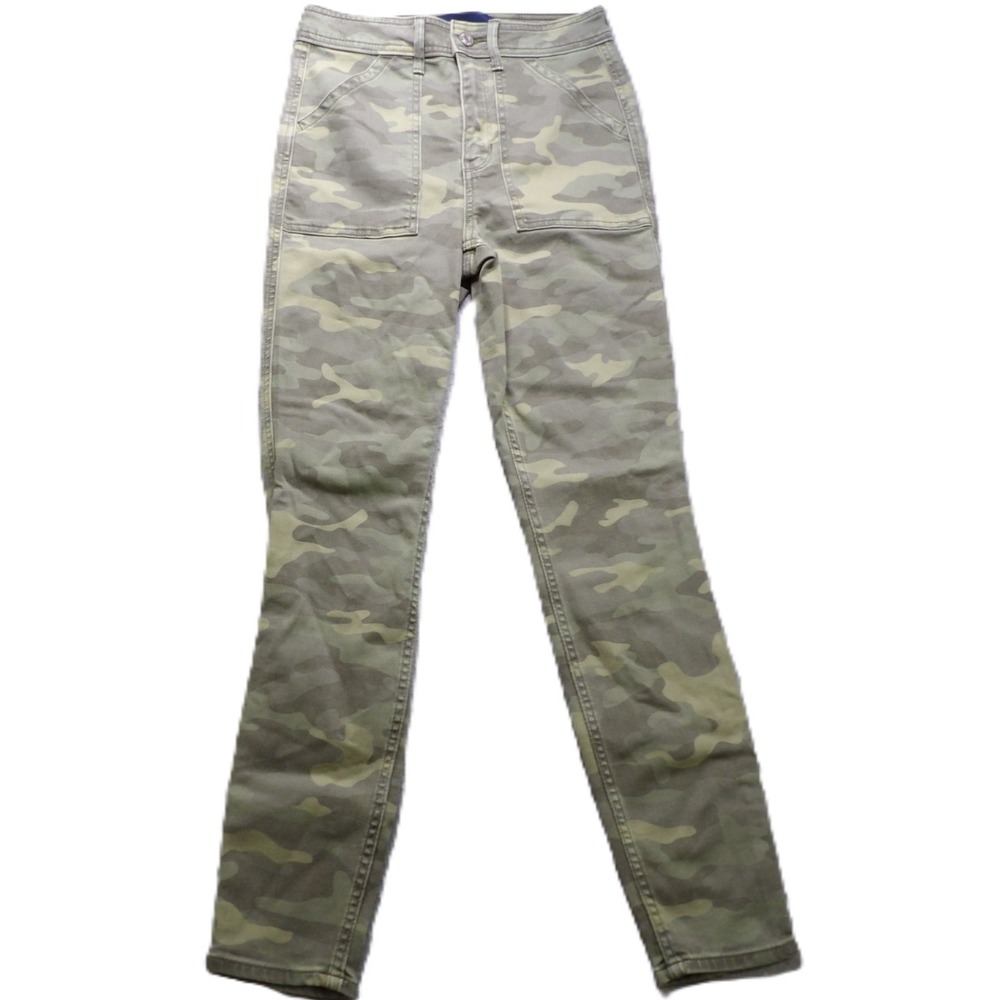 GAP Universal Legging Jeans Women 26R High Rise Skinny Green Camo Stretch Denim
